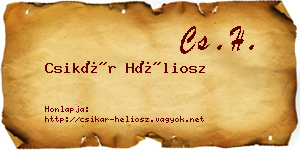Csikár Héliosz névjegykártya